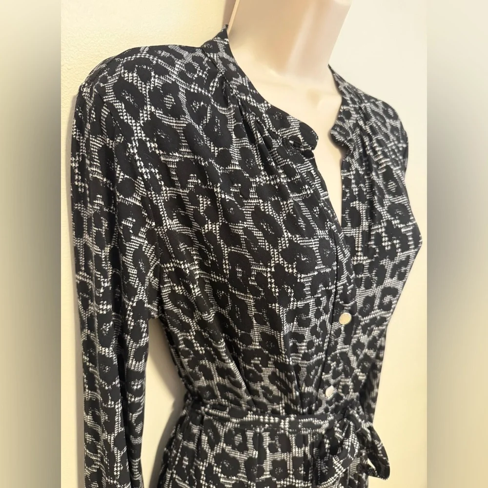 Michael Kors Gray Animal Print Long Sleeve Dress